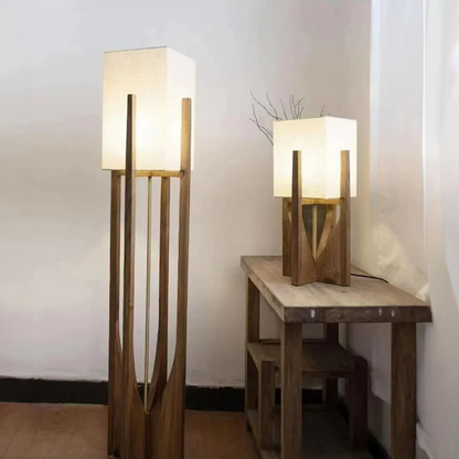 Japanese Style Wooden Floor Lamp – Modern LED Home Lighting