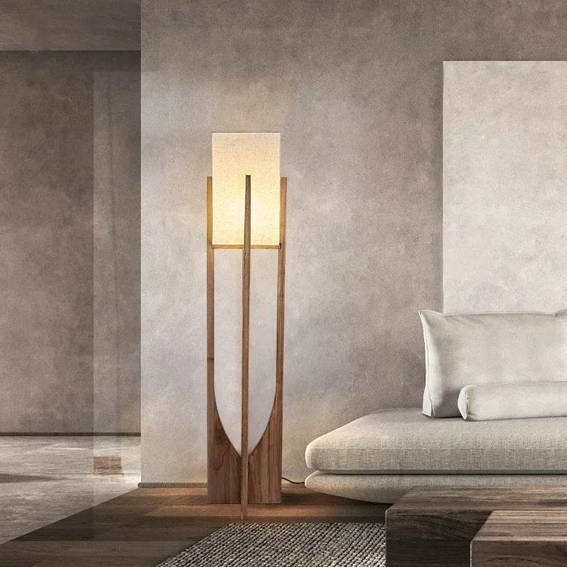 Japanese Style Wooden Floor Lamp – Modern LED Home Lighting